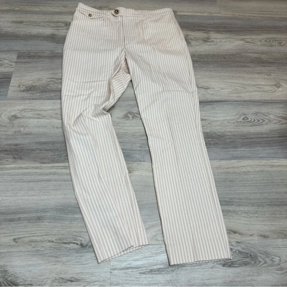 Anthropologie Essential Slim Pants Size 4 Red Cream Pinstripe Ankle Women
